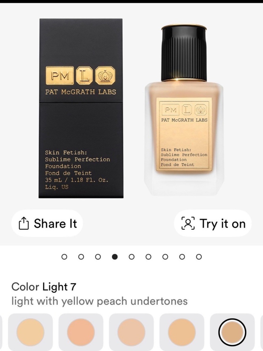 Pat McGrath Skin Fetish Sublime Perfection Foundation — Light 7 Yellow Peach